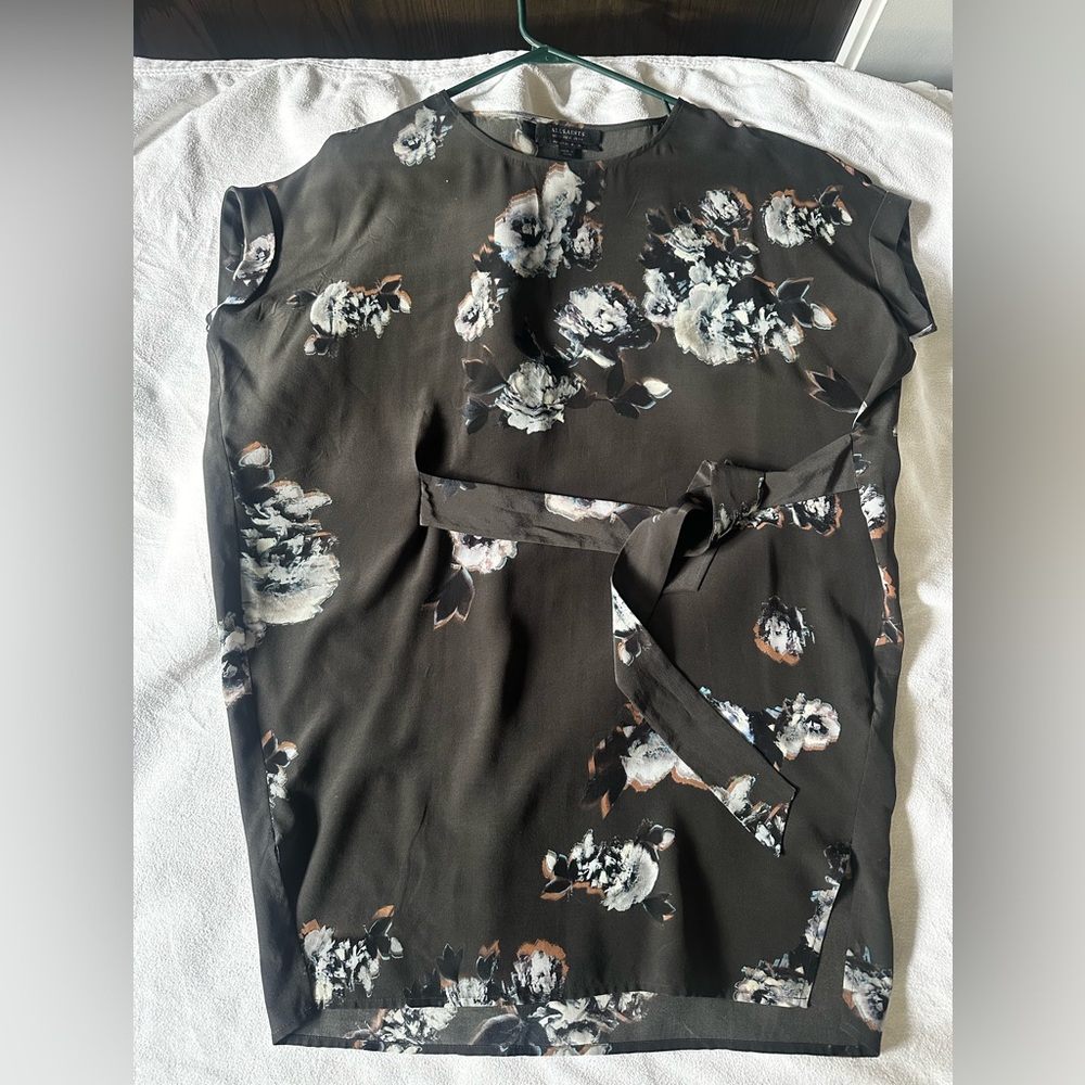 All Saints Abstract Print Dress - Black and Brown